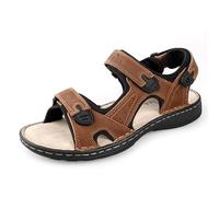 TIESTRA Sandalen Herren Leder Outdoor Sport Wandersandalen mit Fußbett, Sommer Trekkingsandalen Strand Ledersandalen Männer Klettverschluss Braun UK11/45EU