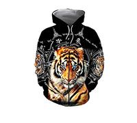 Tiger 3D Druck Tattoo Hoodie Pullover Sweatshirt Mann Frauen Harajuku Outwear Casual Unisex Reißverschluss Jacke Trainingsanzug Mantel, Kapuzenpullover mit 3D-Reißverschluss, M