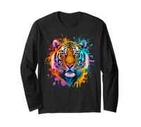 Tiger Artwork - Buntes Tiermotiv Zoo Tiger Lover Langarmshirt
