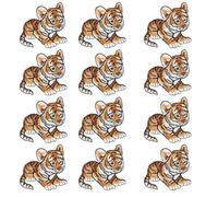 Tiger Aufnäher zum Aufbügeln, Stickerei-Flicken, Tiger-Flicken zum Aufbügeln, kleine Reparaturaufkleber, Nähstoff, dekorative Tiger-Patches, 12 Stück