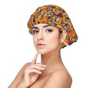Tiger Face Fire Print Satin Silk Bonnet for Sleeping Women, Adjustable Double Layer Satin Hair Bonnet Night Sleep Cap for Curly Hair