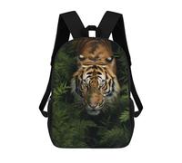 Tiger Walking in Grass Modischer, Lässiger Kinderrucksack, 3D-gedruckter Schulrucksack Für Jungen, Großer Rucksack 17inch
