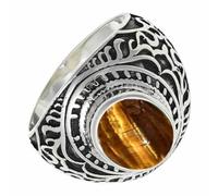 Tigerauge Edelstein Sterling Silber Stilvoller Handgefertigter Band Ring Geschenkartikel für Männer und Frauen in allen Größen Schmuck CRG1219CC29_(75 (23.9))