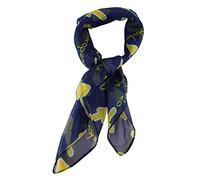 TigerTie Chiffon Nickituch in gelb blau weiss mit Schriftzug Camino de Santiago, Jakobsweg und gelbe aufgedruckte Pfeile gemustert - Gr. 60 x 60 cm