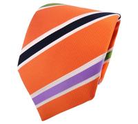 TigerTie Designer Krawatte orange grün flieder dunkelblau creme gestreift - Binder Tie