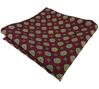 TigerTie Designer Seideneinstecktuch in bordeaux grün gold gepunktet - Einstecktuch 100% Seide