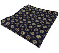 TigerTie Designer Seideneinstecktuch in marine blau braun gold gepunktet - Einstecktuch 100% Seide