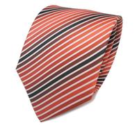 TigerTie Designer Seidenkrawatte in orange anthrazit weiß gestreift