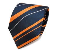TigerTie Designer Seidenkrawatte in orange blau royal silber gestreift