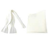 TigerTie Designer Selbstbinder Pique in creme gemustert, Querbinder 100% Baumwolle + Einstecktuch + Aufbewahrungsbox