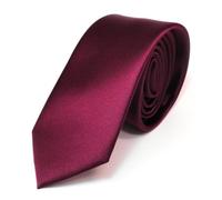 TigerTie Herren Krawatte 6 cm schmale Satin Tie in rot bordeaux einfarbig uni Business, festliche Veranstaltungen und Freizeit