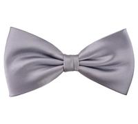 TigerTie Herren Satin Seidenfliege in silber grau einfarbig Uni - Fliege aus 100% Seide, ideal für Hochzeit, Party, Business, Abendgarderobe und festliche Anlässe