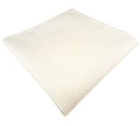 TigerTie hochwertiges handrolliertes Designer Seideneinstecktuch in creme einfarbig gepunktet gemustert - Einstecktuch 100% Seide