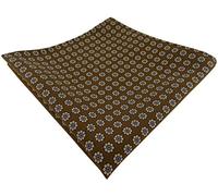 TigerTie hochwertiges handrolliertes Designer Seideneinstecktuch in olive gold blau schwarz Blumen gemustert - Einstecktuch 100% Seide
