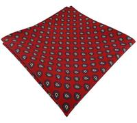 TigerTie - hochwertiges handrolliertes Designer Seideneinstecktuch in rot blau gold schwarz Paisley gemustert - Einstecktuch 100% Seide