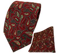 TigerTie Krawatte + Einstecktuch in rot grün gold schwarz Paisley