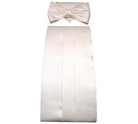 TigerTie Kummerbund Einstecktuch Fliege 3-teilig in Creme Weiss - Schärpe Leibbinde