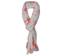 TigerTie Schal in orange rot grau - Motiv Flamingo - 100% Modal - Gr. 180 x 70 cm
