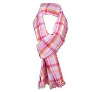 TigerTie Schal in pink rosa orange rot weiß kariert mit kleinen Fransen - Gr. 180 x 50 cm