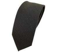 TigerTie - schmale Designer Seidenkrawatte in gelb gold blau gepunktet - Binder aus 100% Seide