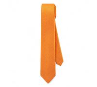 TigerTie Schmale Seidenkrawatte - fein gepunktet - 150x6 cm, orange silber
