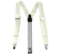 TigerTie schmaler Unisex Hosenträger in Y-Form mit 3 extra starken Clips - Farbe in beige einfarbig Uni - hochwertige Verarbeitung