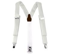 TigerTie schmaler Unisex Hosenträger in Y-Form mit 3 extra starken Clips - Farbe in cremeweiss einfarbig Uni - hochwertige Verarbeitung