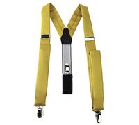 TigerTie schmaler Unisex Hosenträger in Y-Form mit 3 extra starken Clips - Farbe in gelbgold einfarbig Uni - hochwertige Verarbeitung