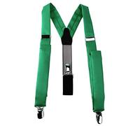 TigerTie schmaler Unisex Hosenträger in Y-Form mit 3 extra starken Clips - Farbe in grün einfarbig Uni - hochwertige Verarbeitung