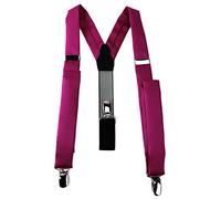 TigerTie schmaler Unisex Hosenträger in Y-Form mit 3 extra starken Clips - Farbe in magenta einfarbig Uni - hochwertige Verarbeitung