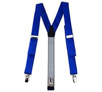 TigerTie schmaler Unisex Hosenträger in Y-Form mit 3 extra starken Clips - Farbe in royal einfarbig Uni - hochwertige Verarbeitung