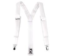 TigerTie schmaler Unisex Hosenträger in Y-Form mit 3 extra starken Clips - Farbe in weiss einfarbig Uni - hochwertige Verarbeitung