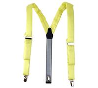 TigerTie schmaler Unisex Hosenträger in Y-Form mit 3 extra starken Clips - Farbe in zitronengelb einfarbig Uni - hochwertige Verarbeitung