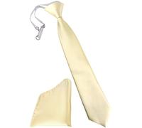 TigerTie Security Sicherheits Krawatte + Einstecktuch in beige creme Uni einfarbig - vorgebunden mit Gummizug