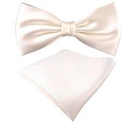 TigerTie Seidenfliege Satin Einstecktuch in Uni creme weiss - 100% reine Seide