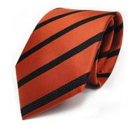 TigerTie Seidenkrawatte rotorange orange braun schwarz gestreift - Krawatte Seide