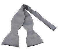 TigerTie Selbstbinder Querbinder Fliege aus 100% Polyester, Farbe Silber- Qualität in Satin + Geschenkbox mit Anleitung