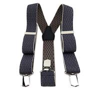 TigerTie Unisex Hosenträger in Y-Form mit 3 extra starken Clips - Farbe in blau beige silber gemustert - hochwertige Verarbeitung - Breite 35 mm