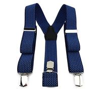 TigerTie Unisex Hosenträger in Y-Form mit 3 extra starken Clips - Farbe in blau dunkelblau gemustert - hochwertige Verarbeitung - Breite 35 mm