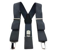 TigerTie Unisex Hosenträger in Y-Form mit 3 extra starken Clips - Farbe in dunkelgrau anthrazit einfarbig gestreift - hochwertige Verarbeitung - Breite 35 mm