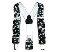 TigerTie Unisex Hosenträger in Y-Form mit 3 extra starken Clips - Farbe in dunkelgrau grau schwarz Camouflage gemustert - hochwertige Verarbeitung - Breite 35 mm