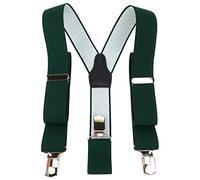 TigerTie Unisex Hosenträger in Y-Form mit 3 extra starken Clips - Farbe in dunkelgrün tannengrün einfarbig Uni - hochwertige Verarbeitung - Breite 35 mm