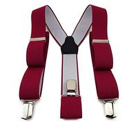 TigerTie Unisex Hosenträger in Y-Form mit 3 extra starken Clips - Farbe in dunkelrot einfarbig Uni - hochwertige Verarbeitung - Breite 35 mm