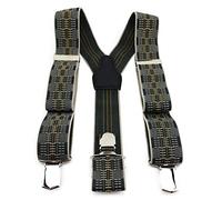 TigerTie Unisex Hosenträger in Y-Form mit 3 extra starken Clips - Farbe in gelb silber schwarz gemustert - hochwertige Verarbeitung - Breite 35 mm