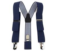 TigerTie Unisex Hosenträger in Y-Form mit 3 extra starken Clips - Farbe in gepunktet - hochwertige Verarbeitung - Breite 35 mm (dunkelblau marine weiß)