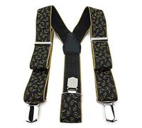TigerTie Unisex Hosenträger in Y-Form mit 3 extra starken Clips - Farbe in gold schwarz Paisley gemustert - hochwertige Verarbeitung - Breite 35 mm