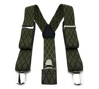 TigerTie Unisex Hosenträger in Y-Form mit 3 extra starken Clips - Farbe in grün olivgrün kariert - hochwertige Verarbeitung - Breite 35 mm