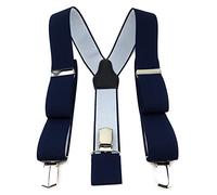 TigerTie Unisex Hosenträger in Y-Form mit 3 extra starken Clips - Farbe in navy schwarzblau einfarbig Uni - hochwertige Verarbeitung - Breite 35 mm