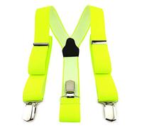TigerTie Unisex Hosenträger in Y-Form mit 3 extra starken Clips - Farbe in neongelb einfarbig Uni - hochwertige Verarbeitung - Breite 35 mm