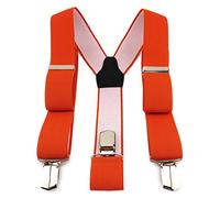 TigerTie Unisex Hosenträger in Y-Form mit 3 extra starken Clips - Farbe in orange einfarbig Uni - hochwertige Verarbeitung - Breite 35 mm